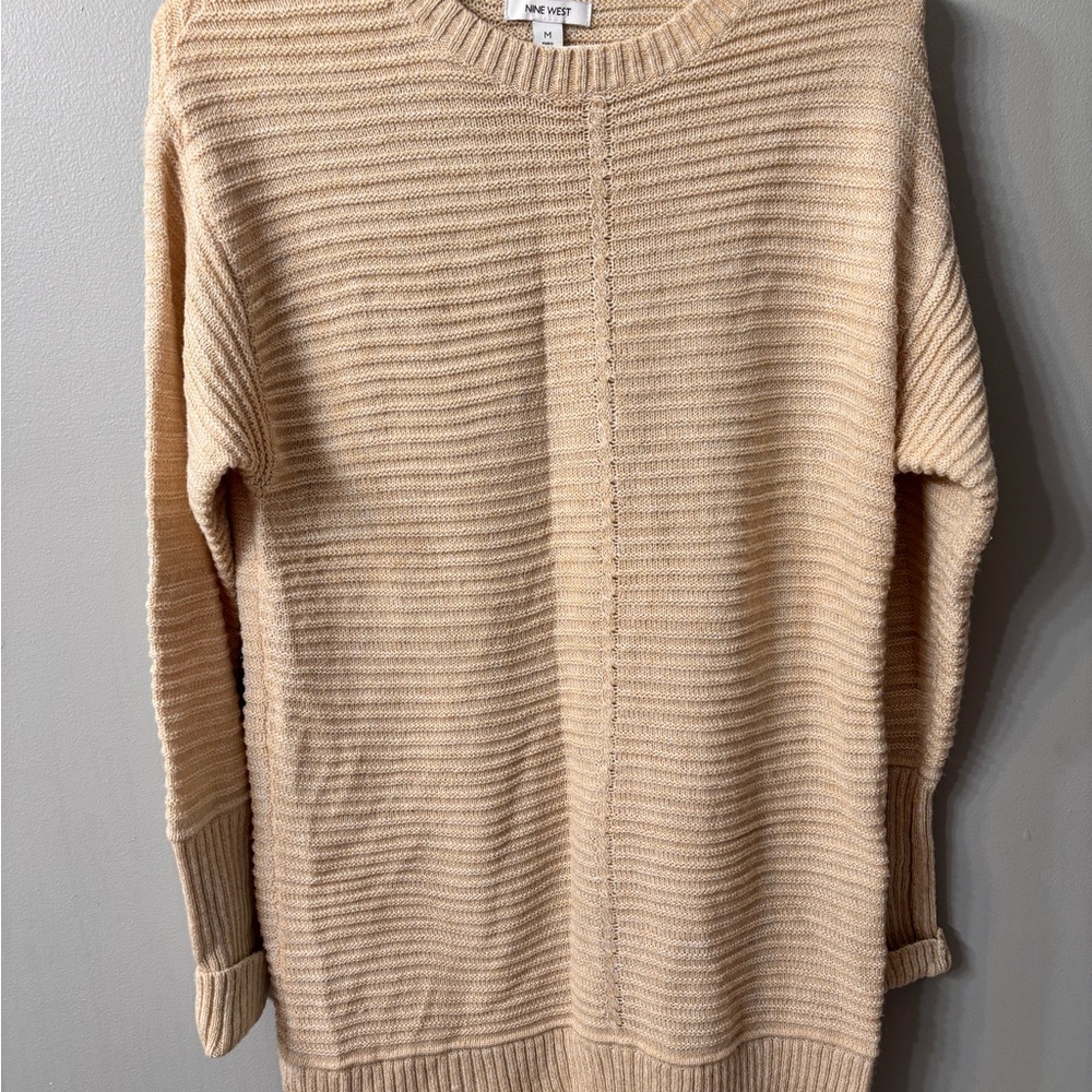Nine West Beige Crew Neck Sweater dress size medium